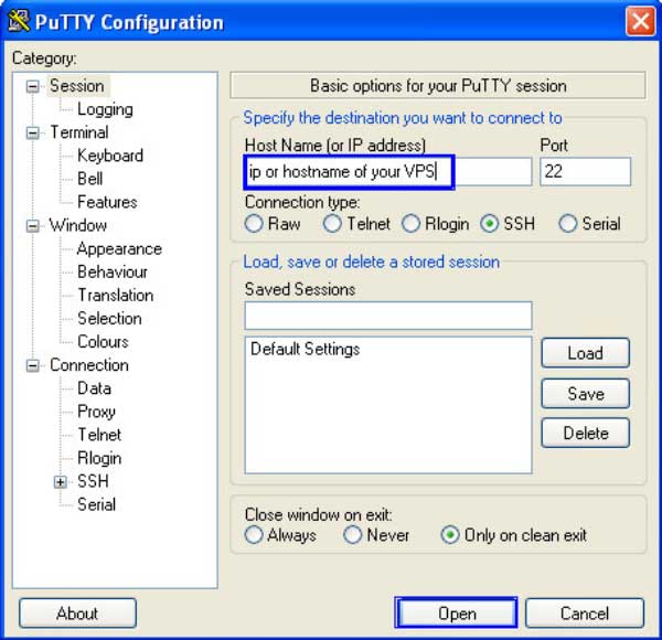 putty configuration